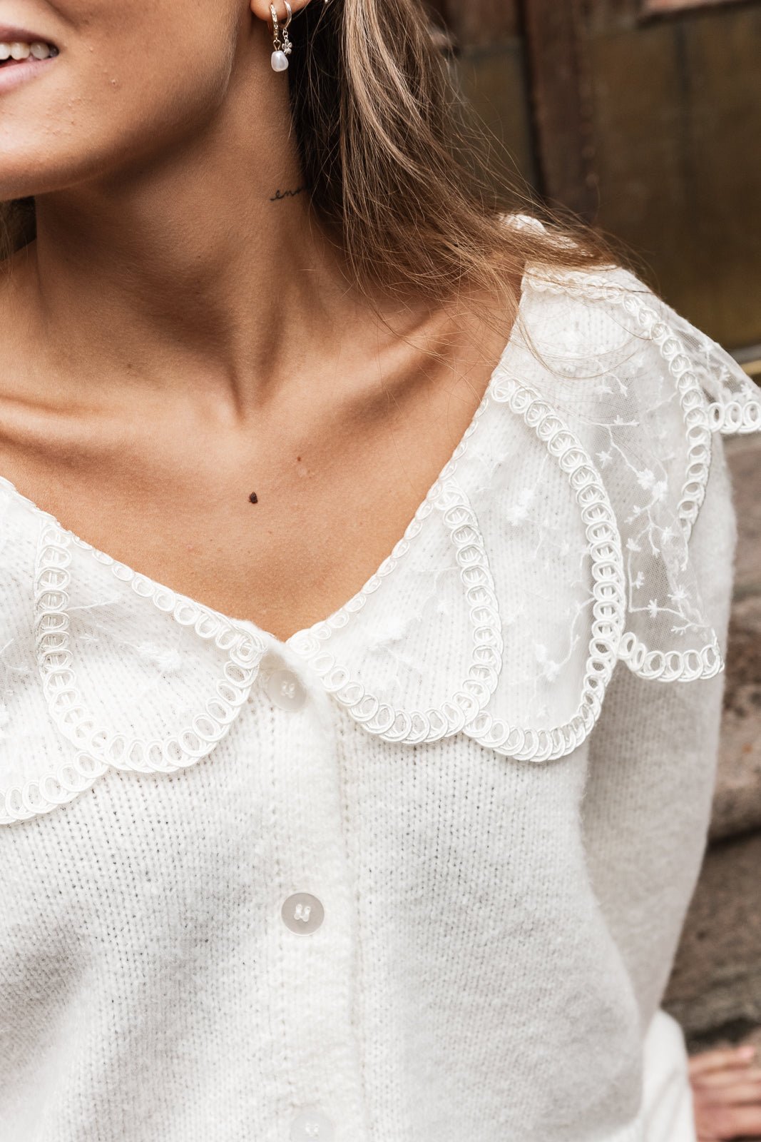 PCABBY Knit Cardigan - Cloud Dancer